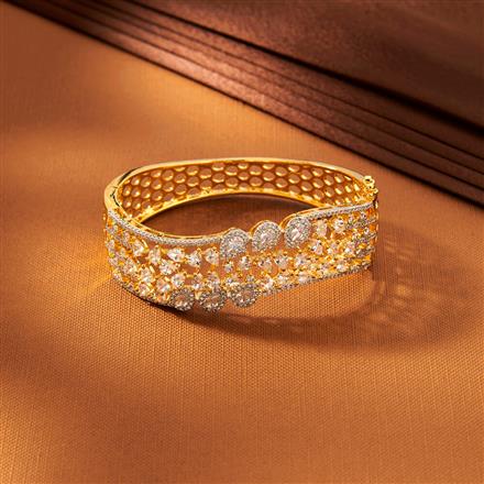 American Diamond Classic Kada With 2 Tone Rhodium Plating