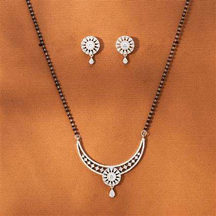 American Diamond Tanmaniya Mangalsutra With 2 Tone Rhodium Plating