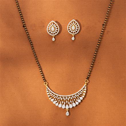 American Diamond Classic Mangalsutra With 2 Tone Rhodium Plating