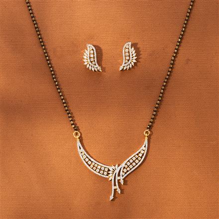 American Diamond Tanmaniya Mangalsutra With 2 Tone Rhodium Plating