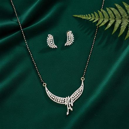 American Diamond Tanmaniya Mangalsutra With 2 Tone Rhodium Plating