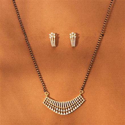 American Diamond Tanmaniya Mangalsutra With 2 Tone Rhodium Plating