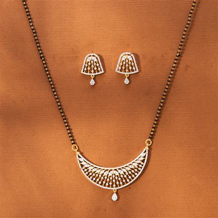 American Diamond Classic Mangalsutra With 2 Tone Rhodium Plating