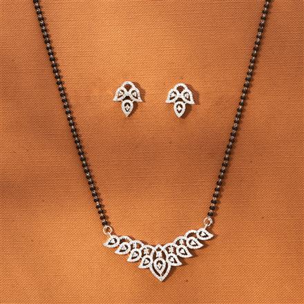 American Diamond Tanmaniya Mangalsutra With 2 Tone Rhodium Plating