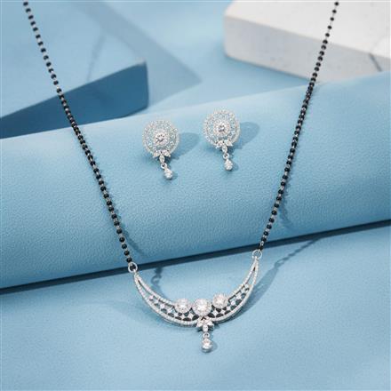 American Diamond Classic Mangalsutra With 2 Tone Rhodium Plating