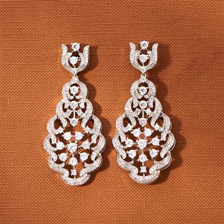 American Diamond Classic Earring With 2 Tone Rhodium Plating