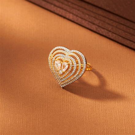 American Diamond Adjustable Ring With 2 Tone Rhodium Plating