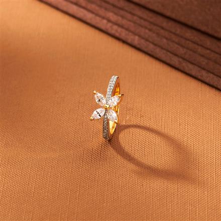 American Diamond Adjustable Ring With 2 Tone Rhodium Plating
