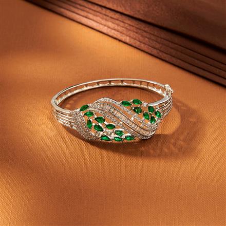 American Diamond Classic Kada With Rhodium Plating