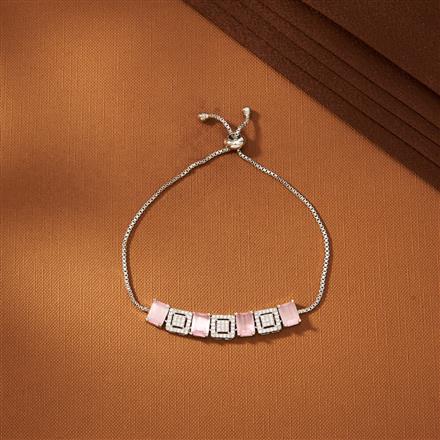 American Diamond Adjustable Bracelet With Rhodium Plating