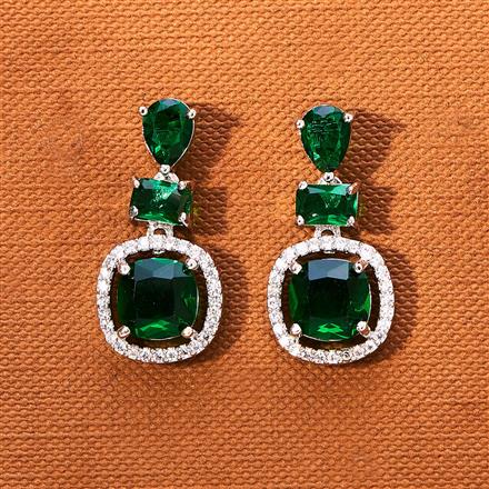 American Diamond Short Earring With Rhodium Plating