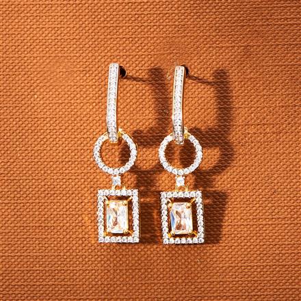 American Diamond Delicate Earring With 2 Tone Rhodium Plating