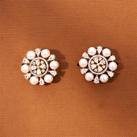 American Diamond Pearl Tops With 2 Tone Rhodium Plating
