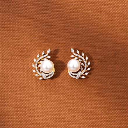 American Diamond Moti Earring With 2 Tone Rhodium Plating