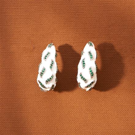 American Diamond Meenakari Bali With Rhodium Plating