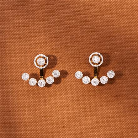 American Diamond Short Earring With 2 Tone Rhodium Plating