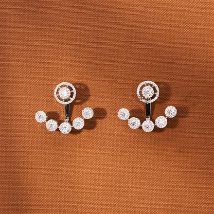American Diamond Short Earring With 2 Tone Rhodium Plating