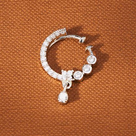 American Diamond Delicate Nose Ring With 2 Tone Rhodium Plating