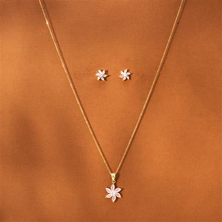 American Diamond Delicate Pendant Set With 2 Tone Plating