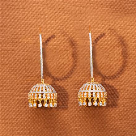 American Diamond Classic Jhumki With 2 Tone Rhodium Plating