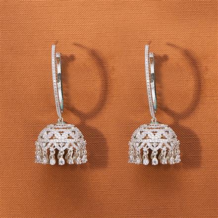 American Diamond Classic Jhumki With 2 Tone Rhodium Plating