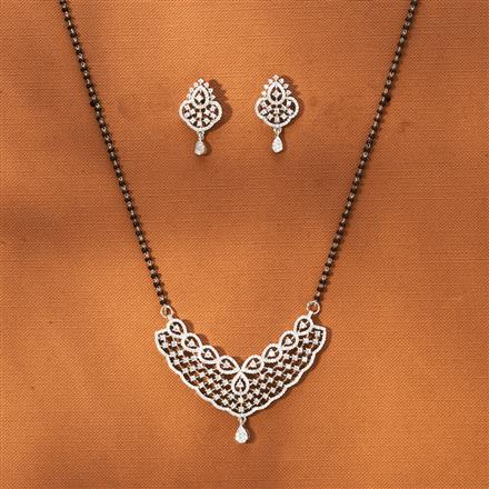 American Diamond Classic Mangalsutra With 2 Tone Rhodium Plating