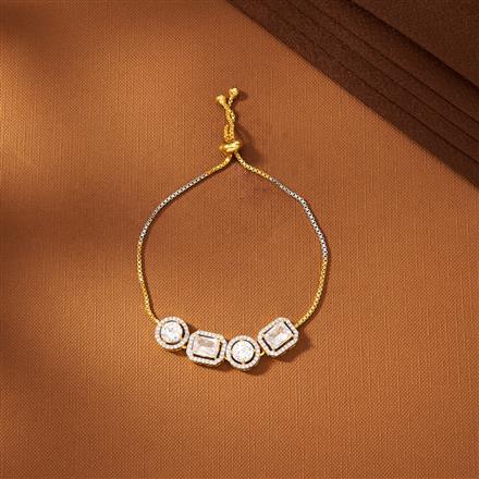 American Diamond Delicate Bracelet With 2 Tone Rhodium Plating