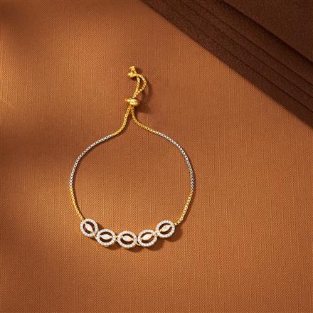 American Diamond Adjustable Bracelet With 2 Tone Rhodium Plating