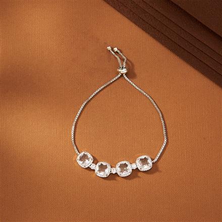 American Diamond Adjustable Bracelet With Rhodium Plating