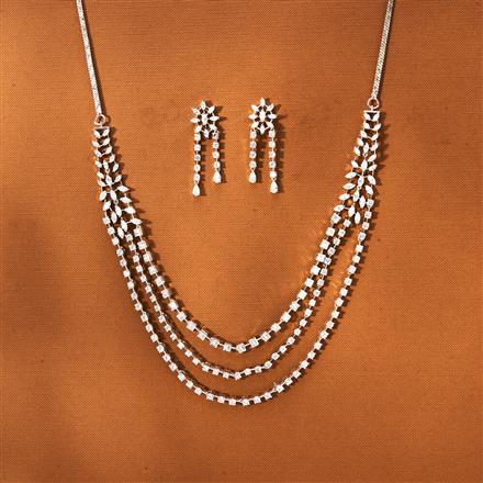 American Diamond Classic Necklace With 2 Tone Rhodium Plating