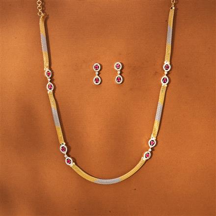 American Diamond Classic Necklace With 2 Tone Plating