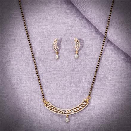 American Diamond Classic Mangalsutra With 2 Tone Rhodium Plating