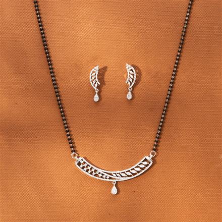 American Diamond Classic Mangalsutra With 2 Tone Rhodium Plating