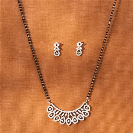 American Diamond Tanmaniya Mangalsutra With 2 Tone Rhodium Plating