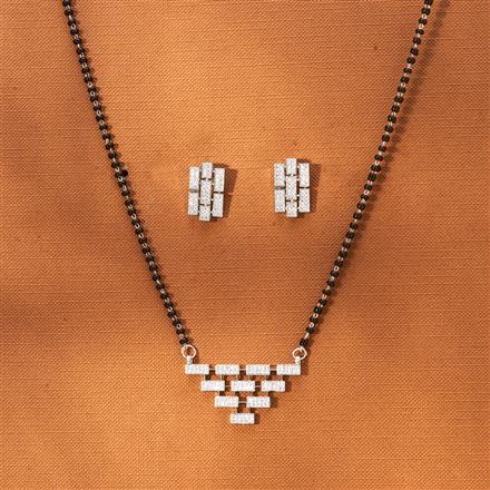 American Diamond Classic Mangalsutra With 2 Tone Rhodium Plating