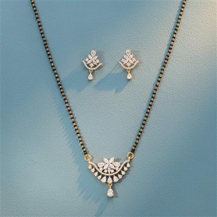 American Diamond Tanmaniya Mangalsutra With 2 Tone Rhodium Plating