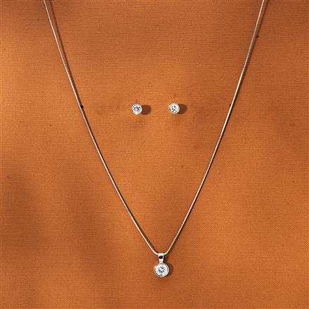 American Diamond Delicate Pendant Set With Rhodium Plating