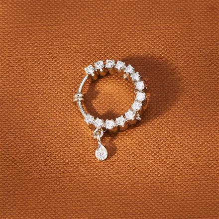 American Diamond Delicate Nose Ring With Gold 2 Tone Rhodium Plating