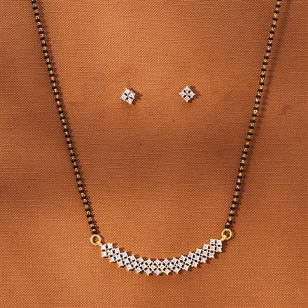 American Diamond Tanmaniya Mangalsutra With 2 Tone Rhodium Plating