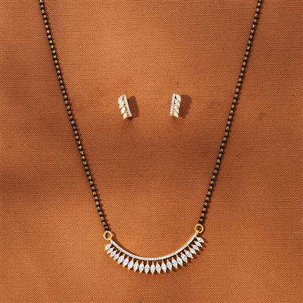 American Diamond Tanmaniya Mangalsutra With 2 Tone Rhodium Plating