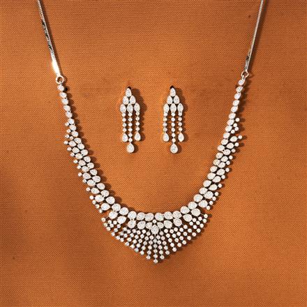 American Diamond Classic Necklace With 2 Tone Rhodium Plating