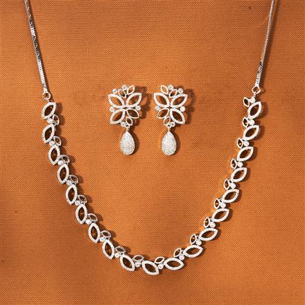 American Diamond Delicate Necklace With 2 Tone Rhodium Plating