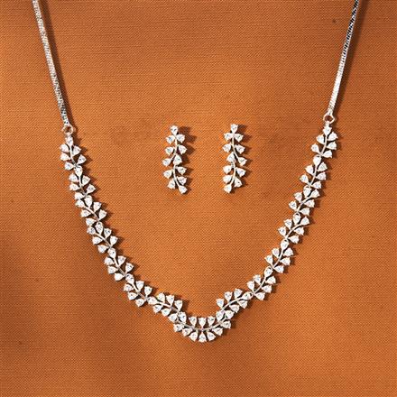 American Diamond Delicate Necklace With 2 Tone Rhodium Plating