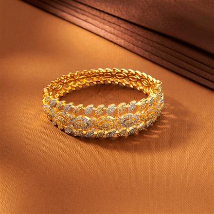 American Diamond Classic Kada With 2 Tone Rhodium Plating