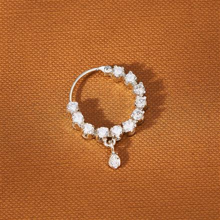 American Diamond Delicate Nose Ring With 2 Tone Rhodium Plating
