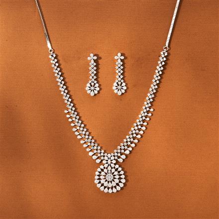 American Diamond Classic Necklace With 2 Tone Rhodium Plating