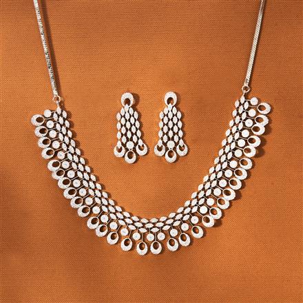 American Diamond Classic Necklace With 2 Tone Rhodium Plating