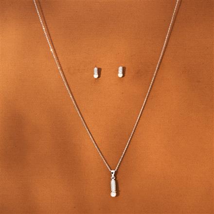 American Diamond Delicate Pendant Set With 2 Tone Rhodium Plating