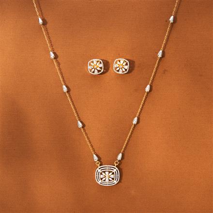 American Diamond Classic Pendant Set With 2 Tone Plating