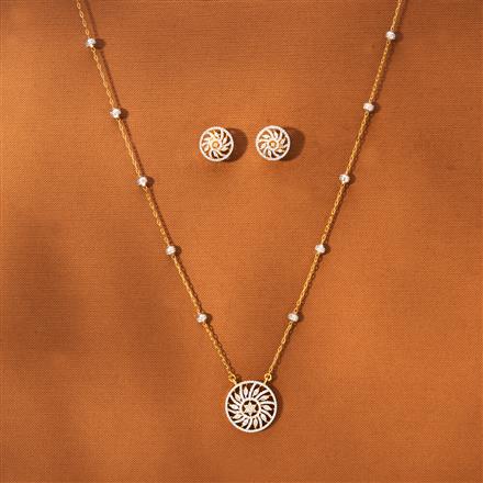 American Diamond Classic Pendant Set With 2 Tone Plating